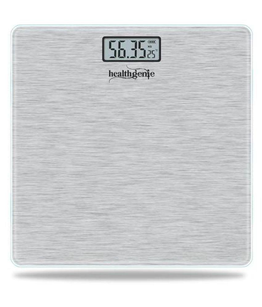 Healthgenie Electronic Digital Weighing Machine Bathroom Weighing Scale-Brushed Metallic Silver