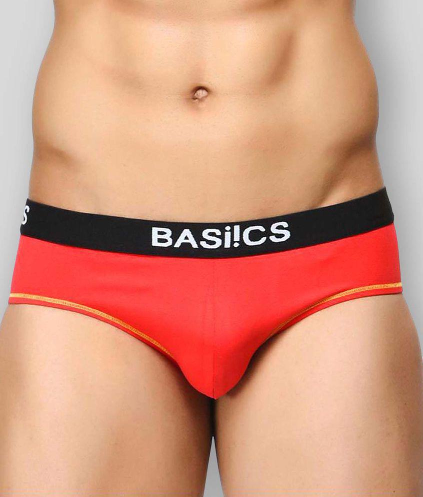 Affordable Men BASIICS By La Intimo - Red Cotton Blend Men's Briefs ( Pack of 1 ) - XL 2025 at S