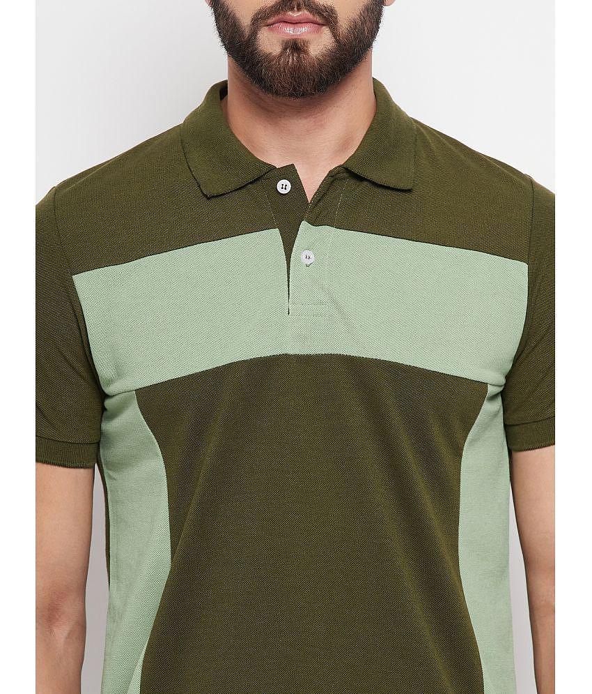 Sophisticated Men VERO AMORE - Olive Cotton Blend Regular Fit Men's Polo T Shirt ( Pack of 1 ) -