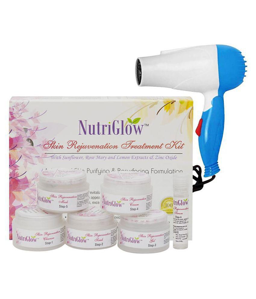 Nutriglow Skin Rejuvenation Treatment Facial Kit 260gm with with Hair Dryer, Blue