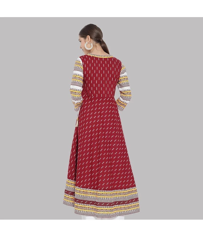 Trendy Men Yash Gallery - Maroon Cotton Womens Angrakha Kurti ( Pack of 1 ) - None 2025 at ShopC
