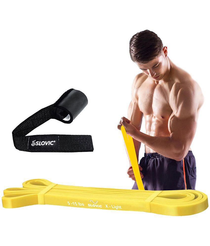 SLOVIC Fitness Resistance Band - 5-15 lbs Loop with Door Anchors | Pull up Training Bands for Calisthenics | with Workout Guide | 3 Years Warrantyâ?¦ - One Size