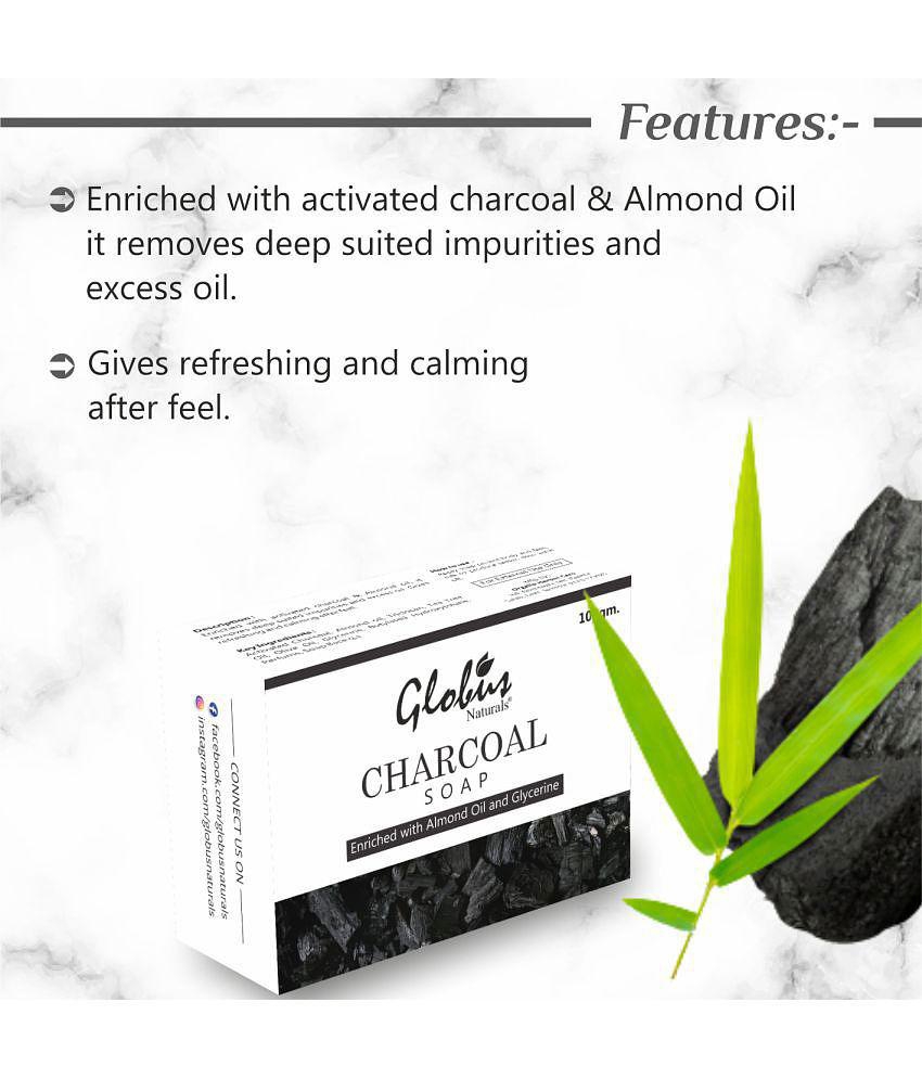 Globus Naturals Charcoal Soap Enriched with Almond oil and Glycerine Bathing Bar 100 g