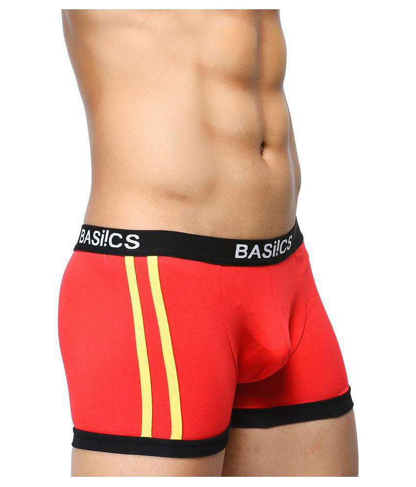 Premium Men BASIICS By La Intimo - Red Cotton Blend Mens Trunks ( Pack of 1 ) - L 2025 at ShopCi