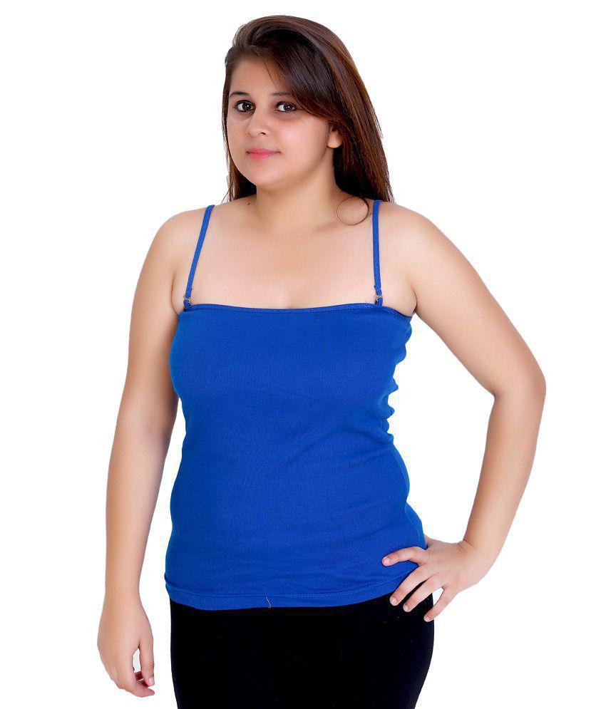 Q-rious Blue Cotton Tanks - L