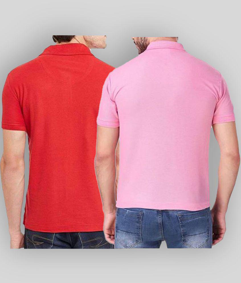 SKYRISE - Multicolor Cotton Blend Slim Fit Men's Polo T Shirt ( Pack of 2 ) - None