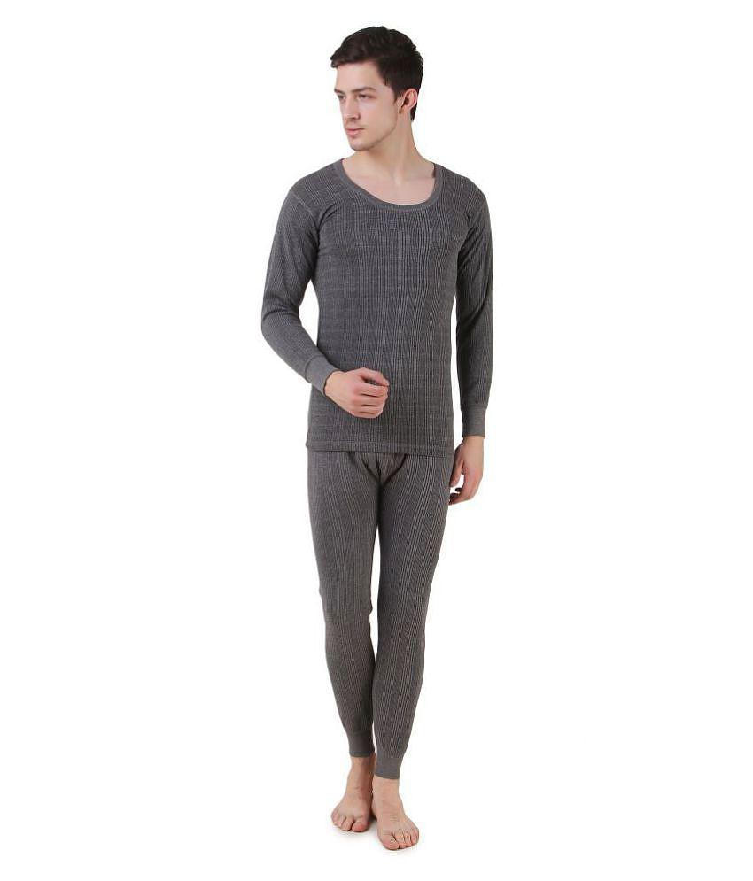 Hap Kings - Grey Cotton Blend Men's Thermal Sets ( Pack of 1 ) - None