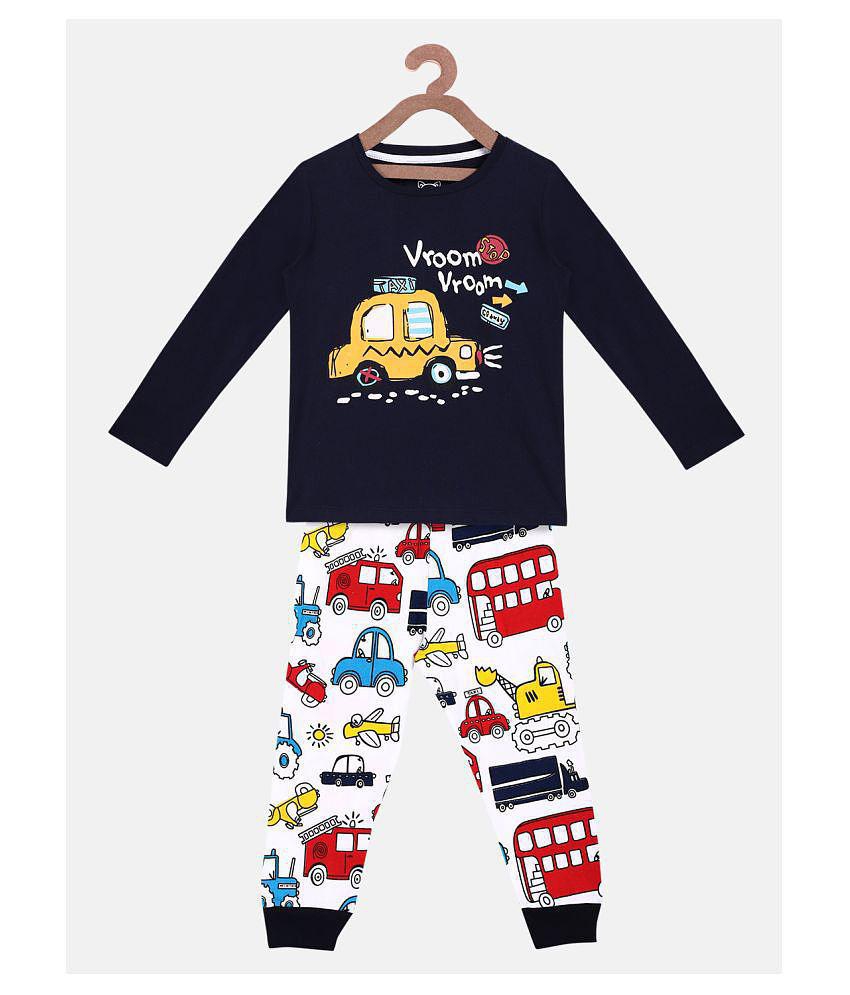 Lazy Shark Boys Nightwear Tshirt & Pyajama Set - 5-6 Years, Navy Blue