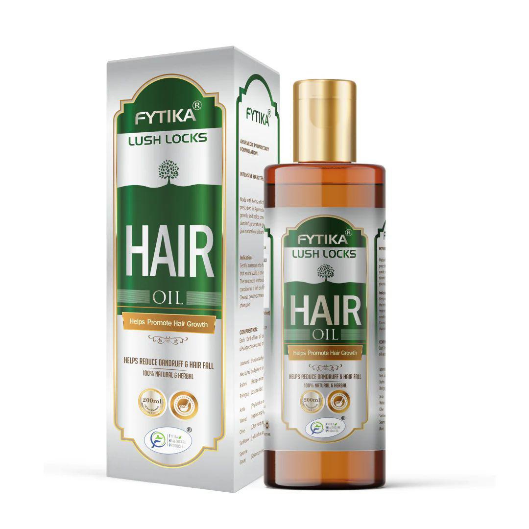 Fytika Lush Locks Hair Oil - Nourishes, Reduces Loss, Split Ends, Promotes Growth, Strengthens Hair, For Men, Women - 200 ML