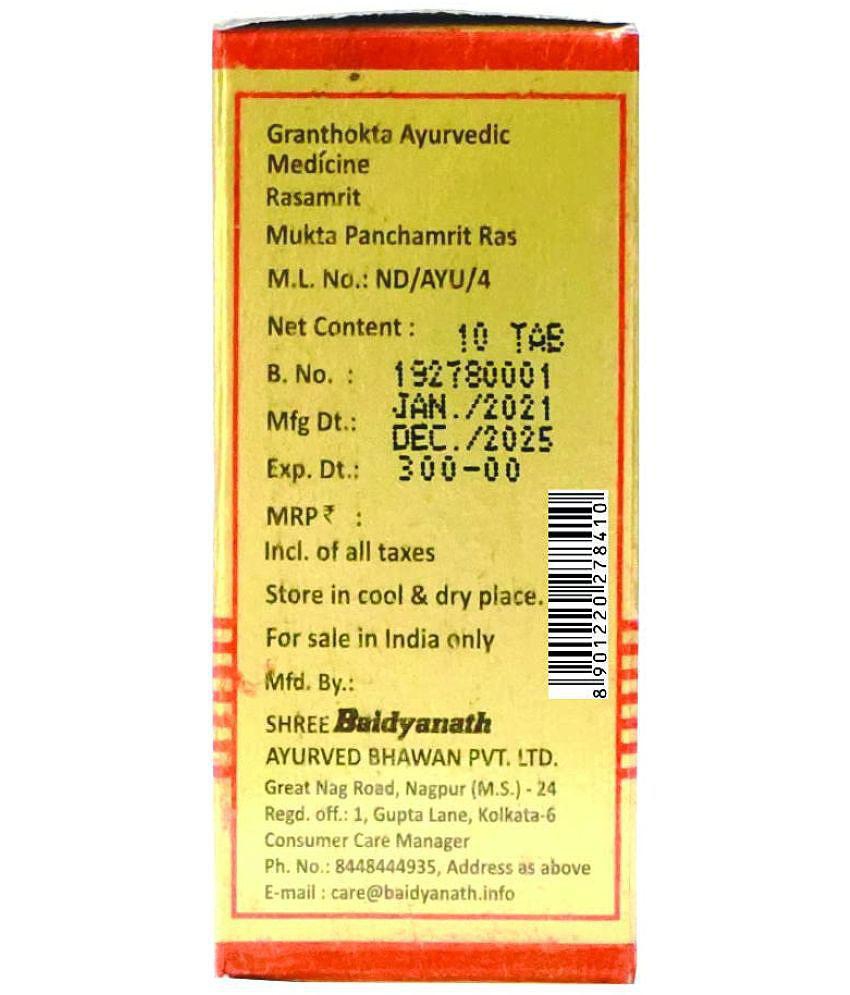 Baidyanath Muktapanchamrit Ras with Pearls Tablet 10 no.s Pack of 1