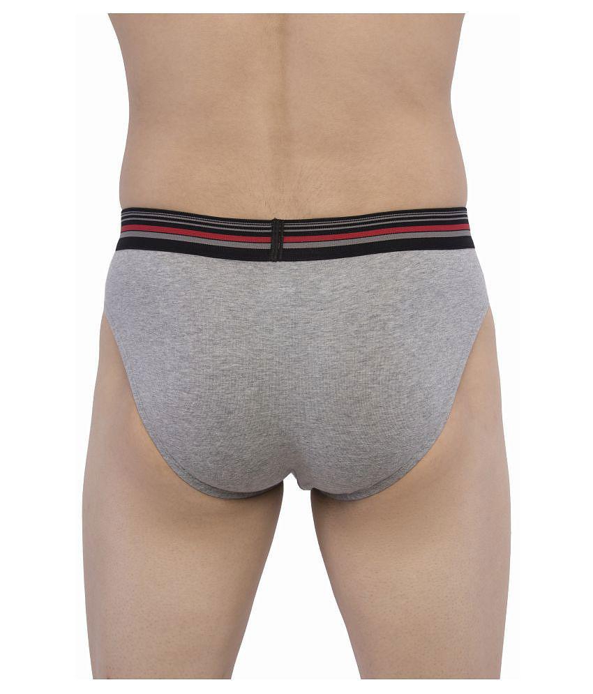 VIP - Light Grey Cotton Men's Briefs ( Pack of 4 ) - 100