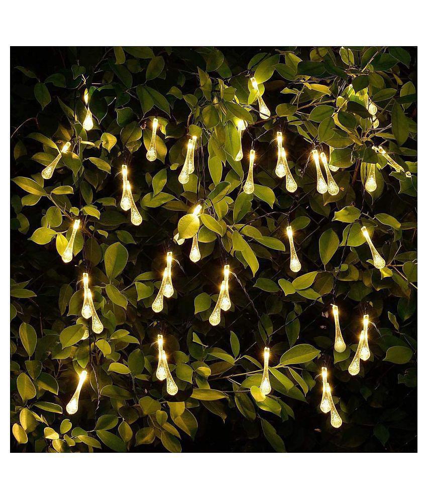 MIRADH 5Mtr 20 Waterdrop Battery Operated String Lights Yellow - Yellow