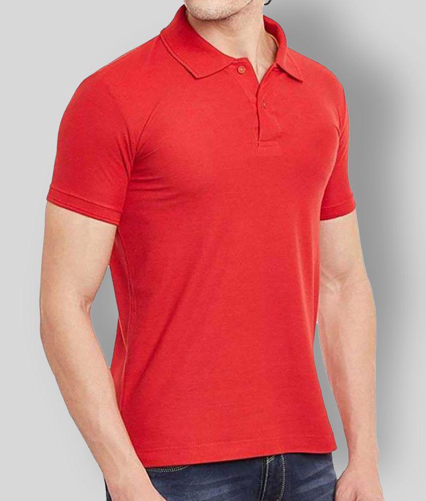 Stylish Men SKYRISE - Red Cotton Blend Slim Fit Men's Polo T Shirt ( Pack of 1 ) - None 2025 at 