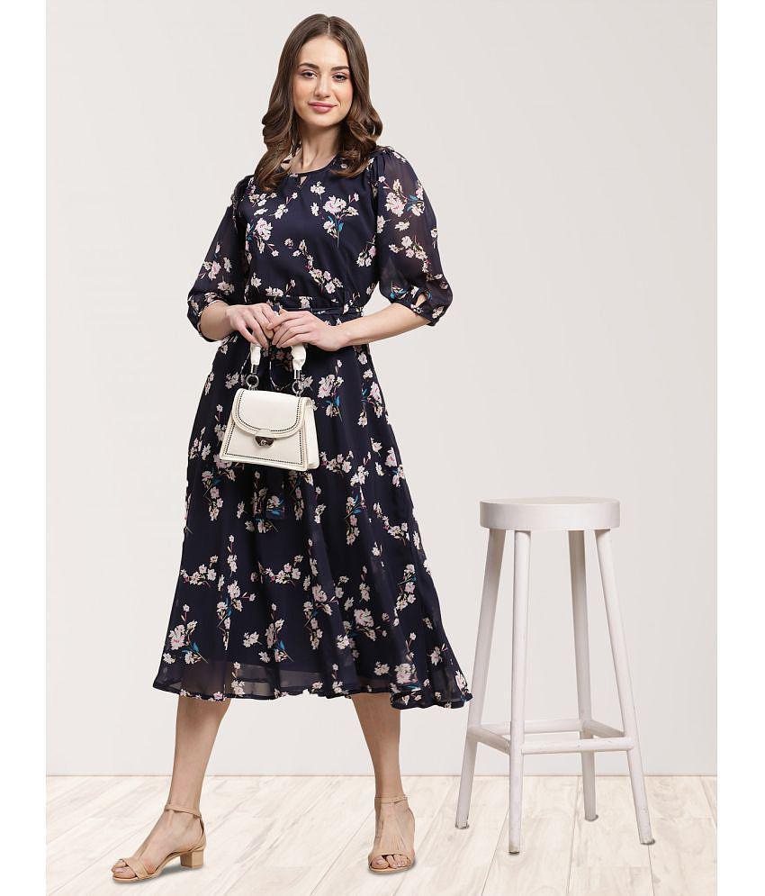 Latest Women Fabflee Navy Chiffon Gown - - None 2025 at ShopCircuit | ONDC