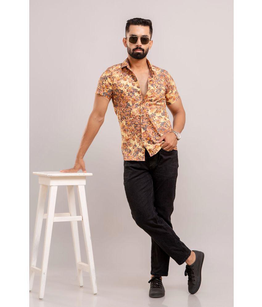 Sophisticated Men Frionkandy 100% Cotton Regular Fit Printed Half Sleeves Mens Casual Shirt - Ye