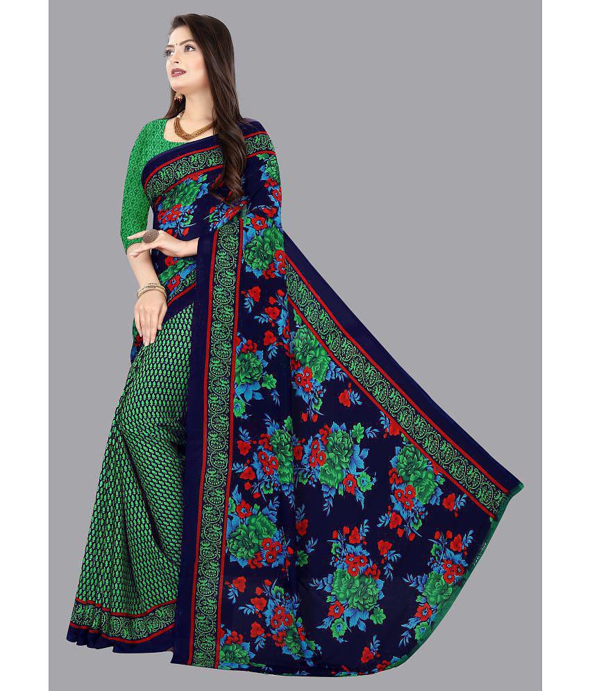 Anand Sarees - Green Georgette Saree With Blouse Piece ( Pack of 1 ) - Green