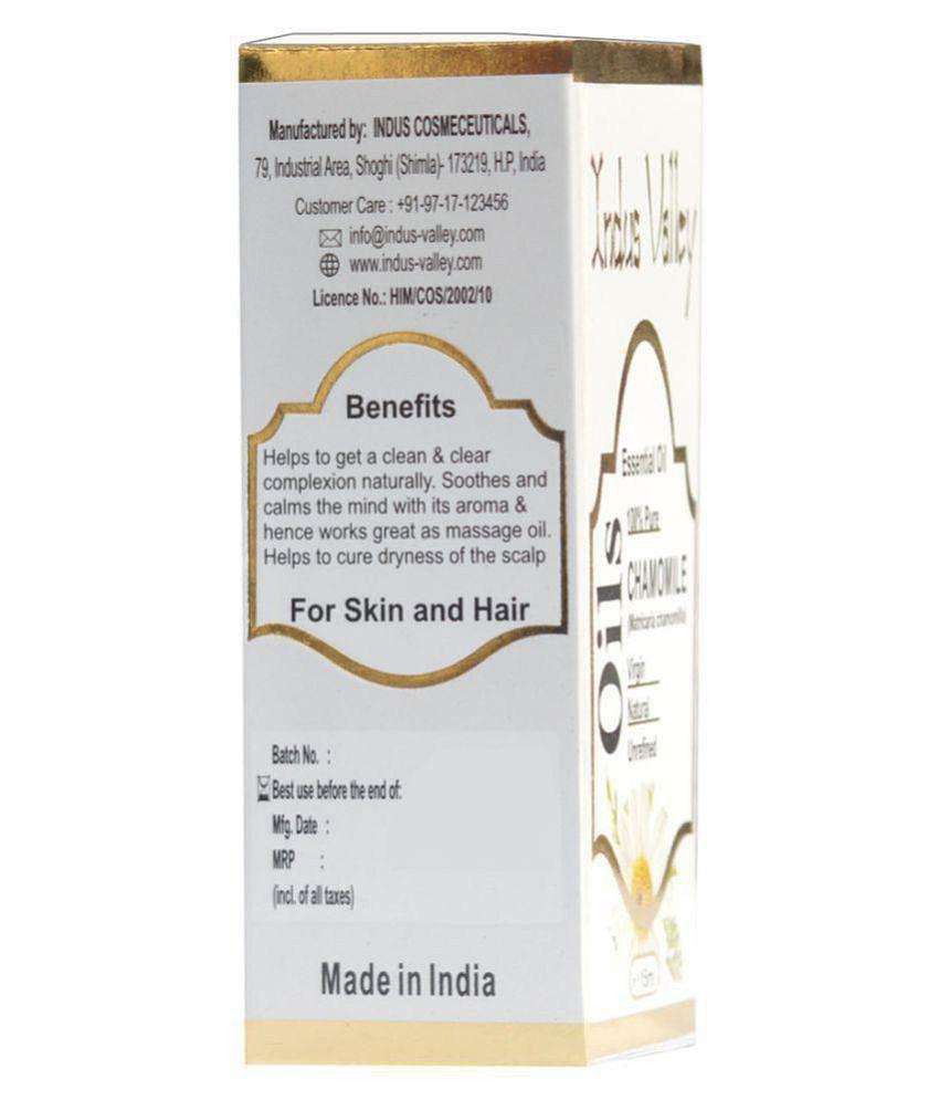 Indus Valley 100% Natural & Organic, chamomile Essential Oil & Dropper for Skin, Hair Care (15 ml)