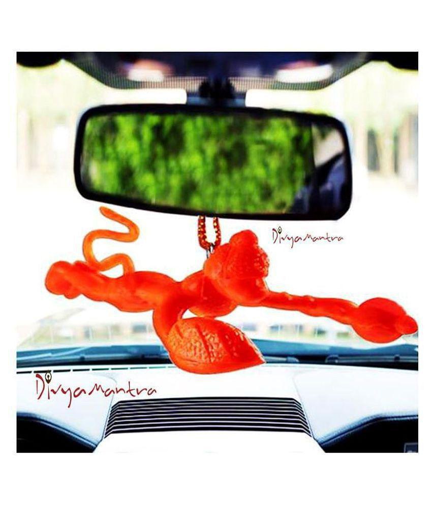 Divya Mantra Combo Of Two Orange Flying Hanuman Car Mirror Hangings DÃ©cor