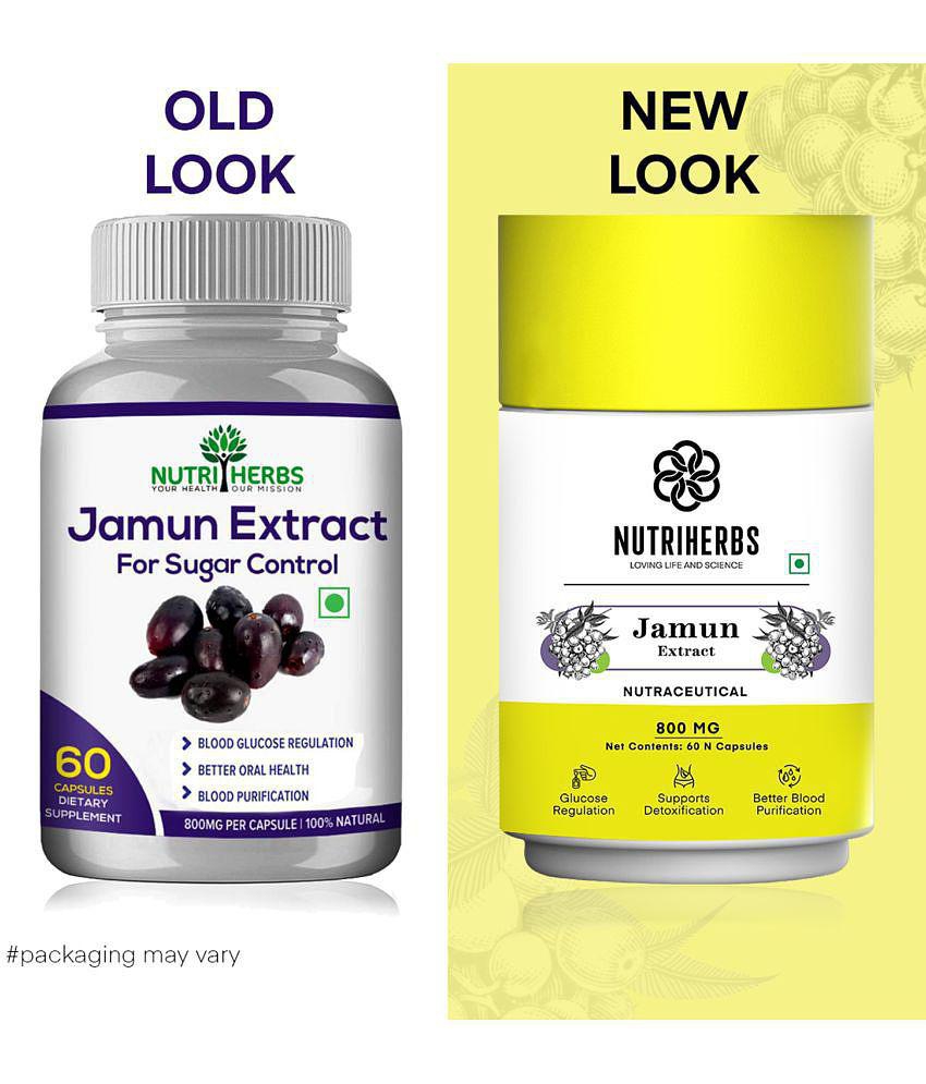 Nutriherbs Jamun Extract 800mg - 60 Capsules | Helps Regulate Sugar Levels| Good For Body Detoxification