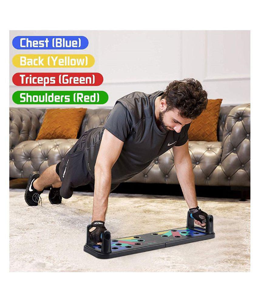 Push Up Board -with 14-in-one Muscle Toning System, Multifunctional Colour Coded Foldable Push up Board for Body - Black