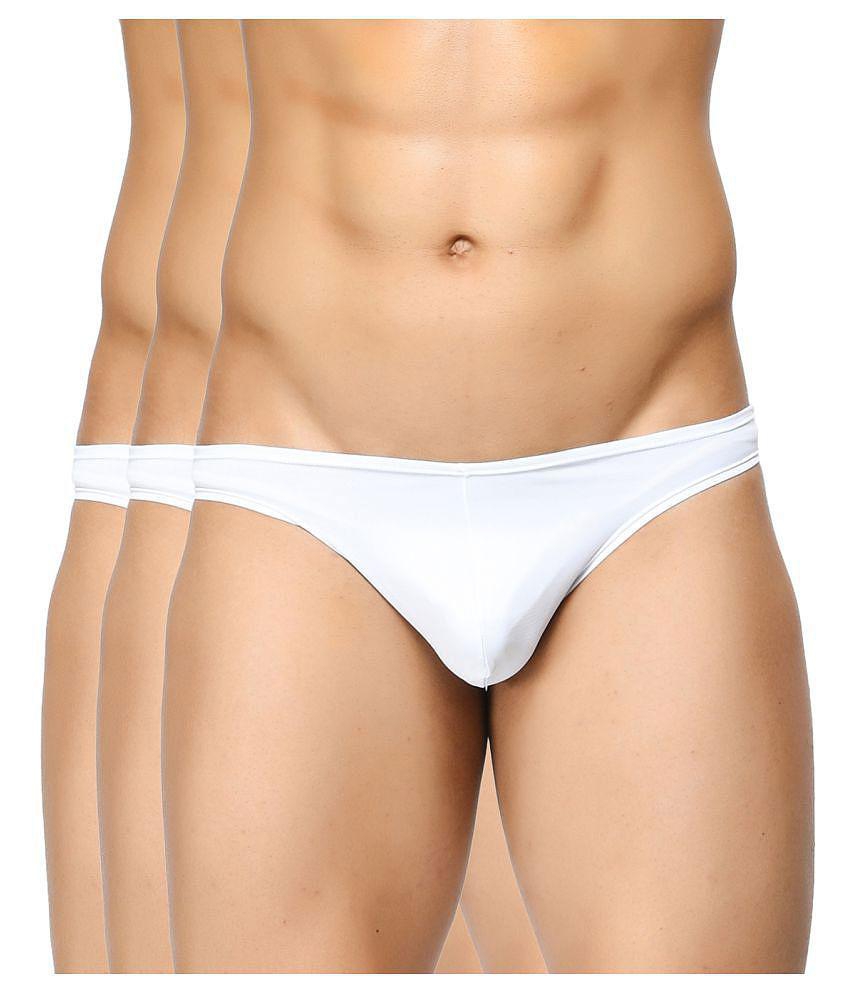 Stylish Men BASIICS By La Intimo - White Polyester Men's Thongs ( Pack of 3 ) - XL 2025 at ShopC