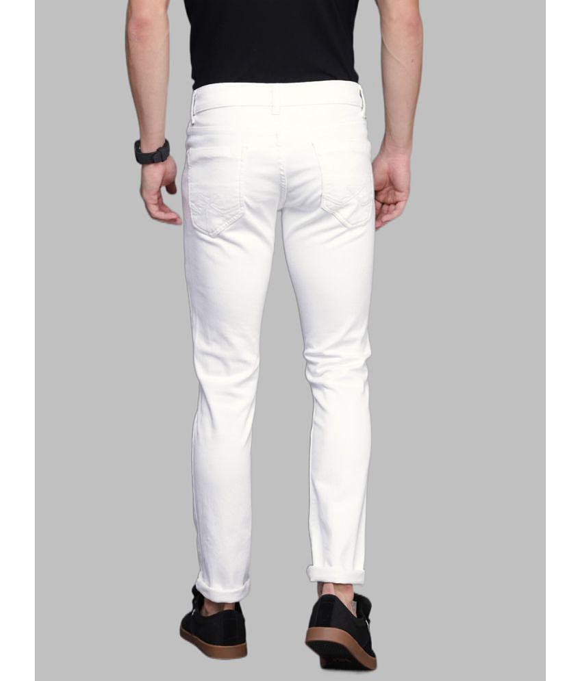 HALOGEN - White Denim Slim Fit Men's Jeans ( Pack of 1 ) - None