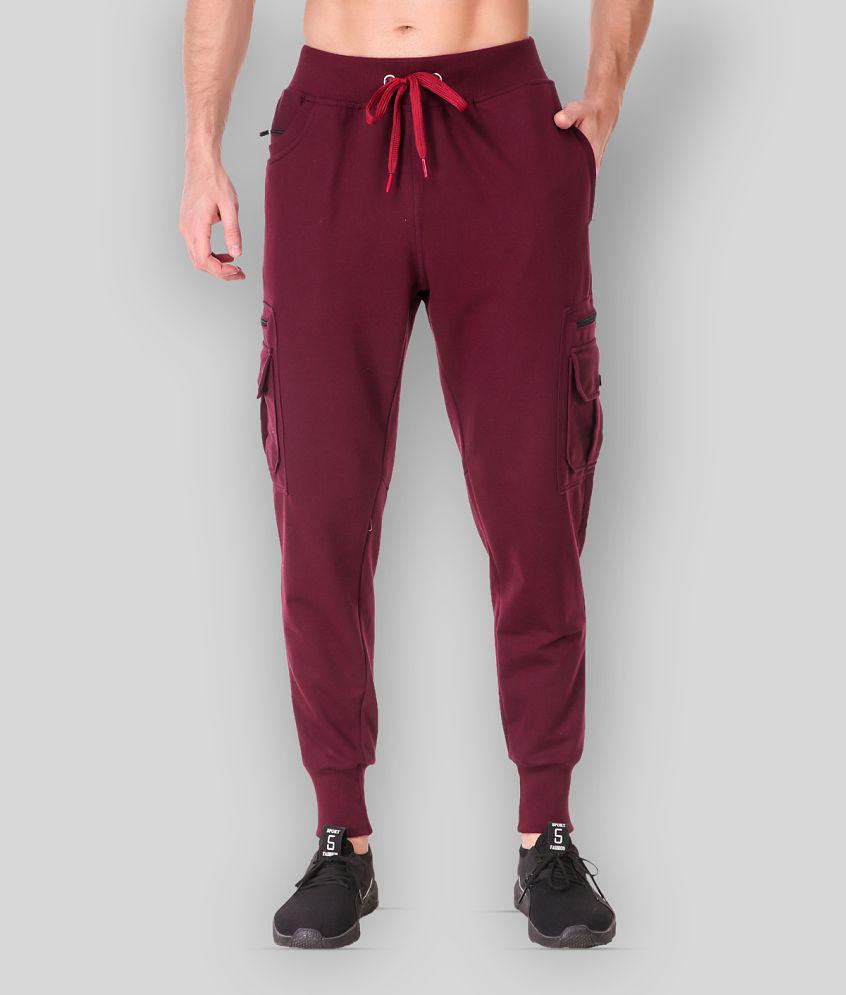 Uzarus - Maroon Cotton Blend Mens Joggers ( Pack of 1 ) - XL