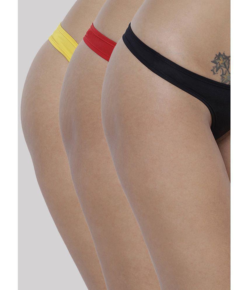 Chic Men BASIICS By La Intimo - Multicolor BCPSS010C Polyester Solid Women's Bikini ( Pack of 3 