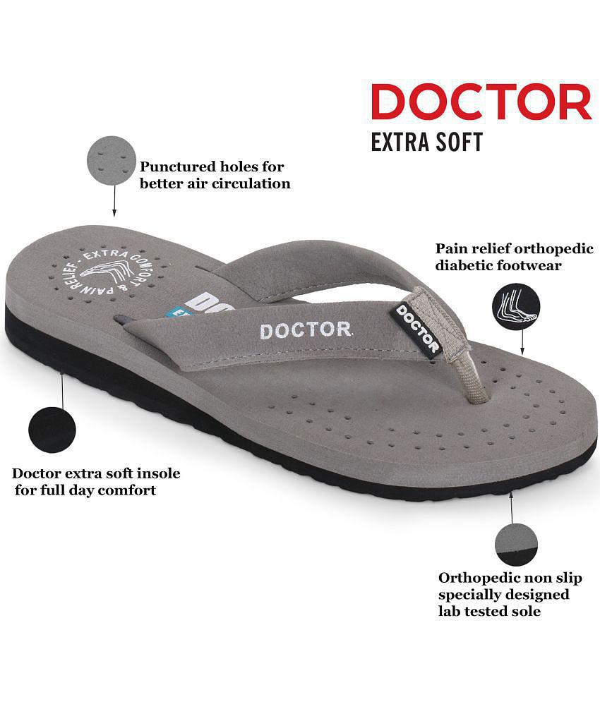 DOCTOR EXTRA SOFT - Dark Grey Womens Thong Flip Flop - None