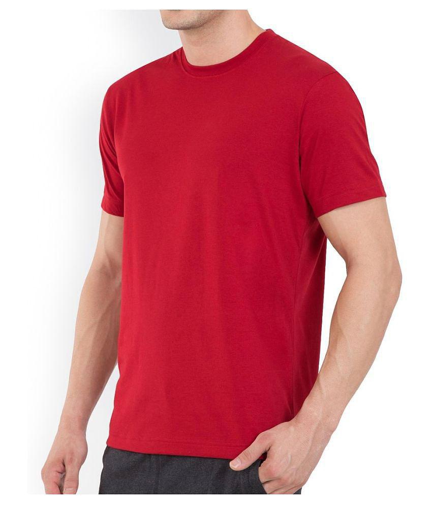 SKYRISE Cotton Red Solids T-Shirt - None