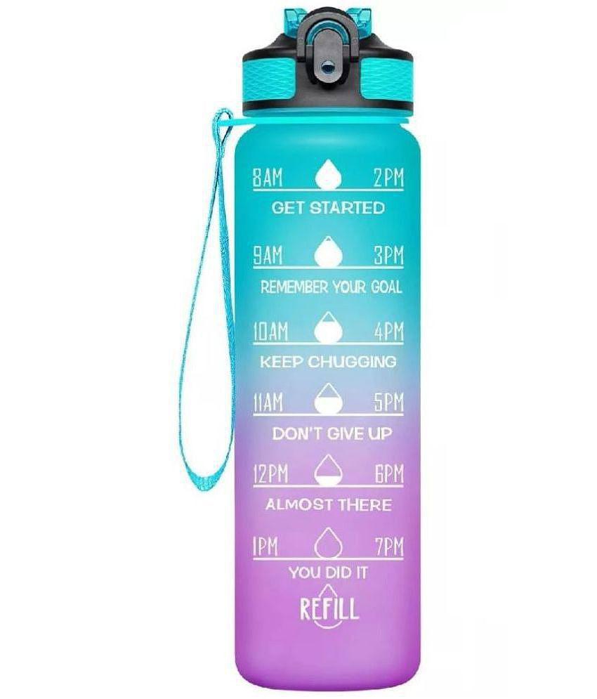 SHARUJA - Motivational Time Marker Multicolour Sipper Water Bottle 1000 mL ( Set of 1 ) - Multicolour