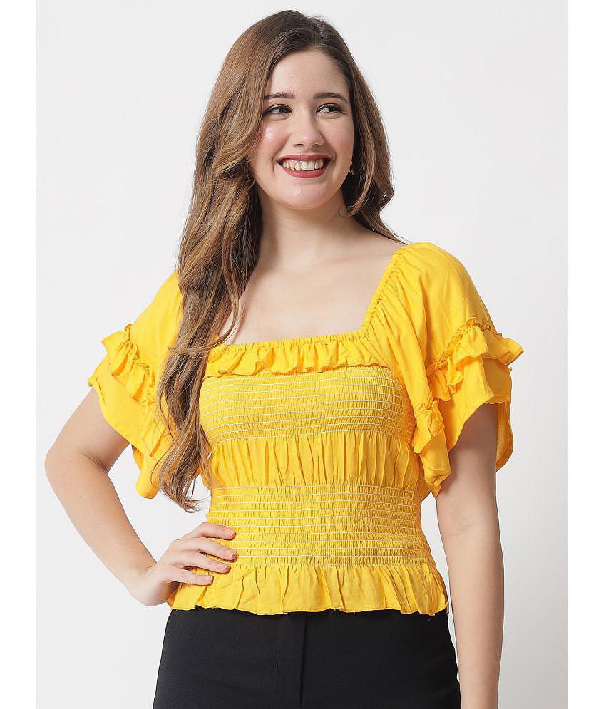 The Dry State - Rayon Yellow Women''s Regular Top ( Pack of 1 ) - None