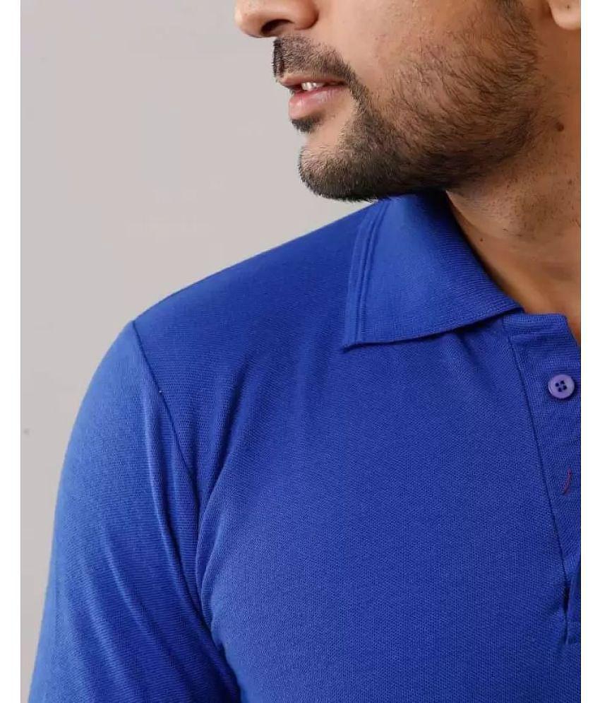New Men SKYRISE - Blue Cotton Blend Slim Fit Men's Polo T Shirt ( Pack of 1 ) - None 2025 at Sho
