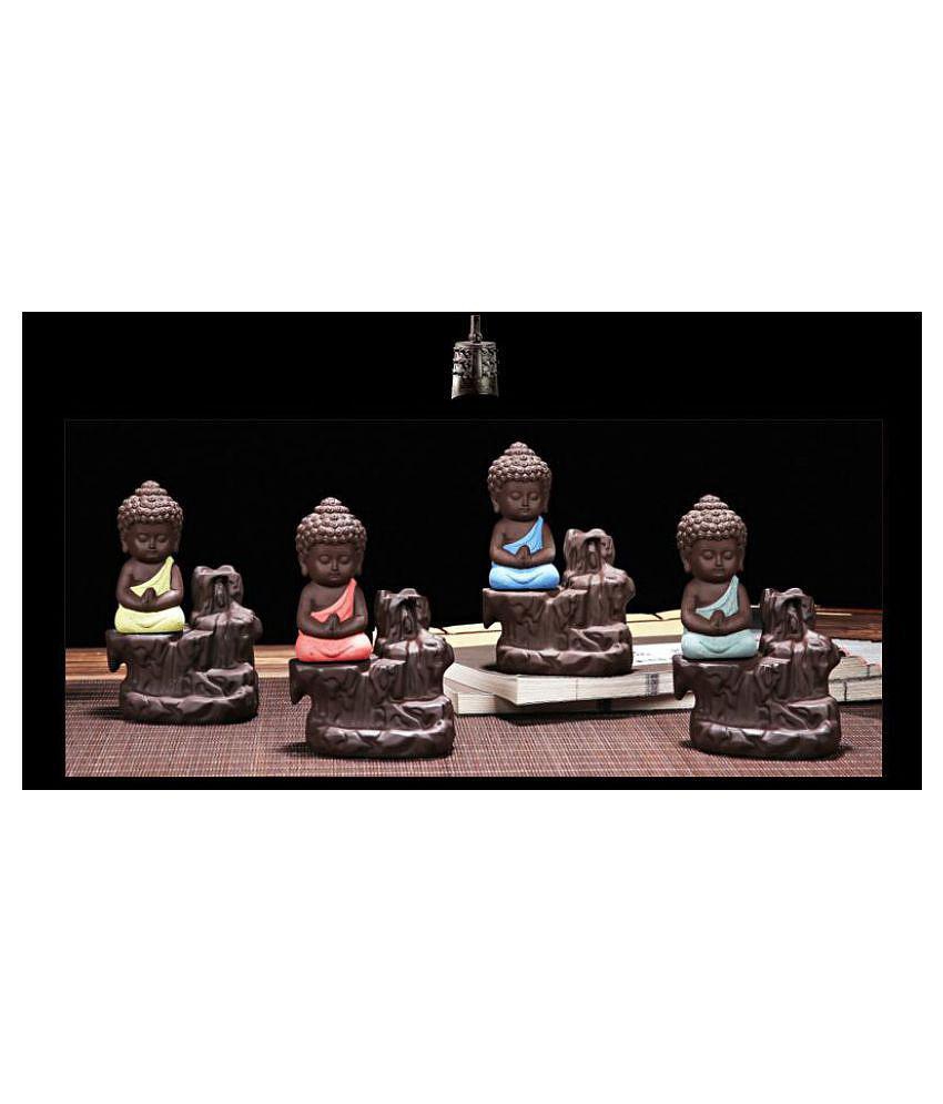 Leavess Idol Smoke Buddha Resin Buddha Idol 14 x 7 cms Pack of 1