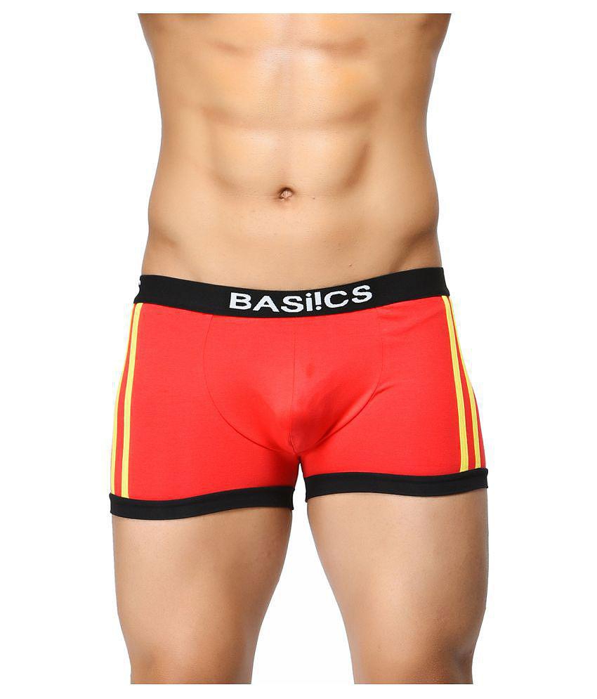 Premium Men BASIICS By La Intimo - Red Cotton Blend Mens Trunks ( Pack of 1 ) - L 2025 at ShopCi