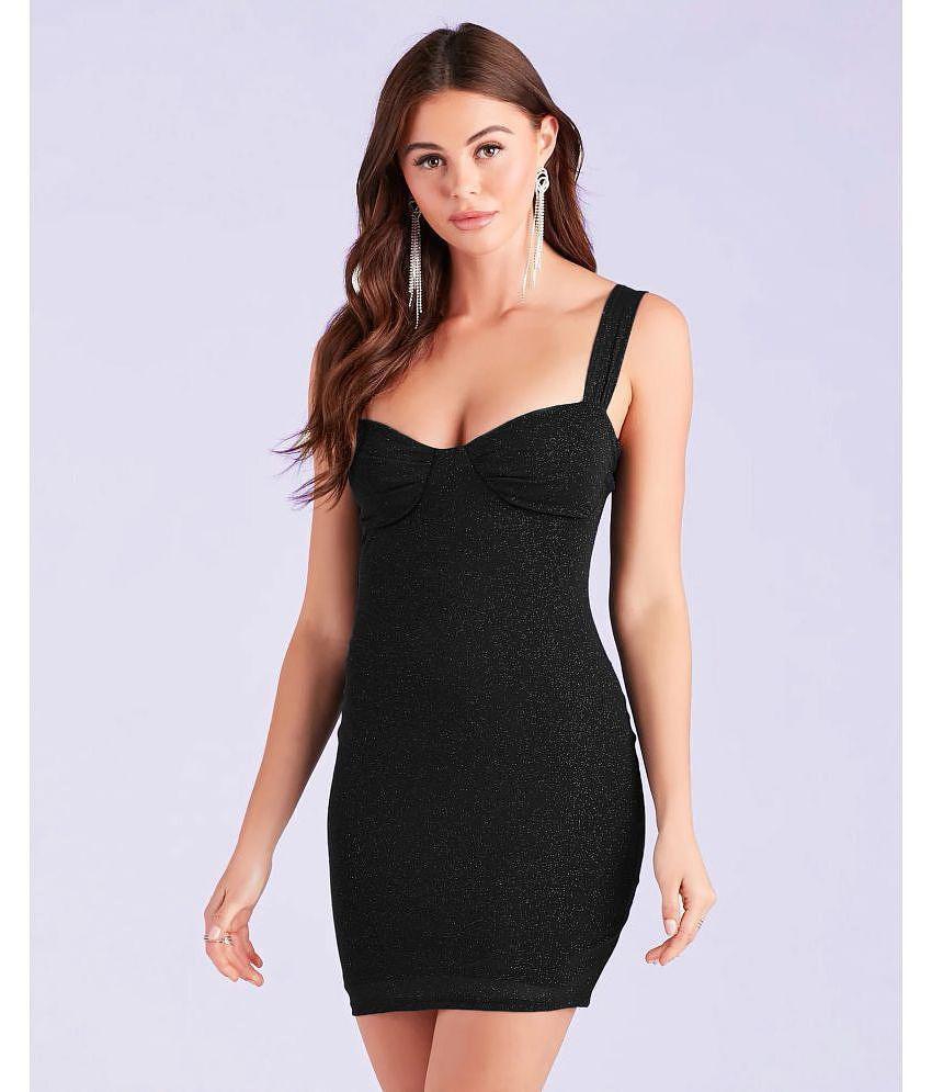 Exclusive Men Addyvero Polyester Embellished Mini Womens Bodycon Dress - Black ( Pack of 1 ) - N