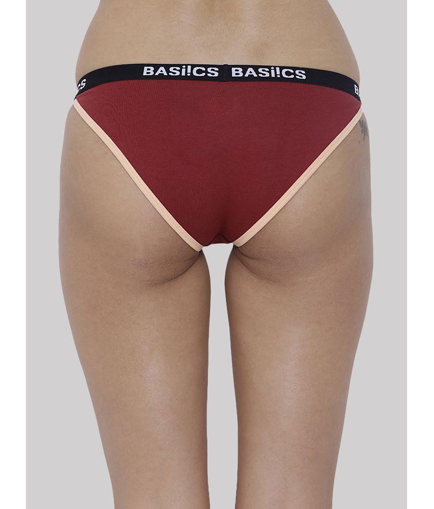 Stylish Men BASIICS By La Intimo - Maroon BCPBR09 Cotton Lycra Solid Women's Crotchless ( Pack o