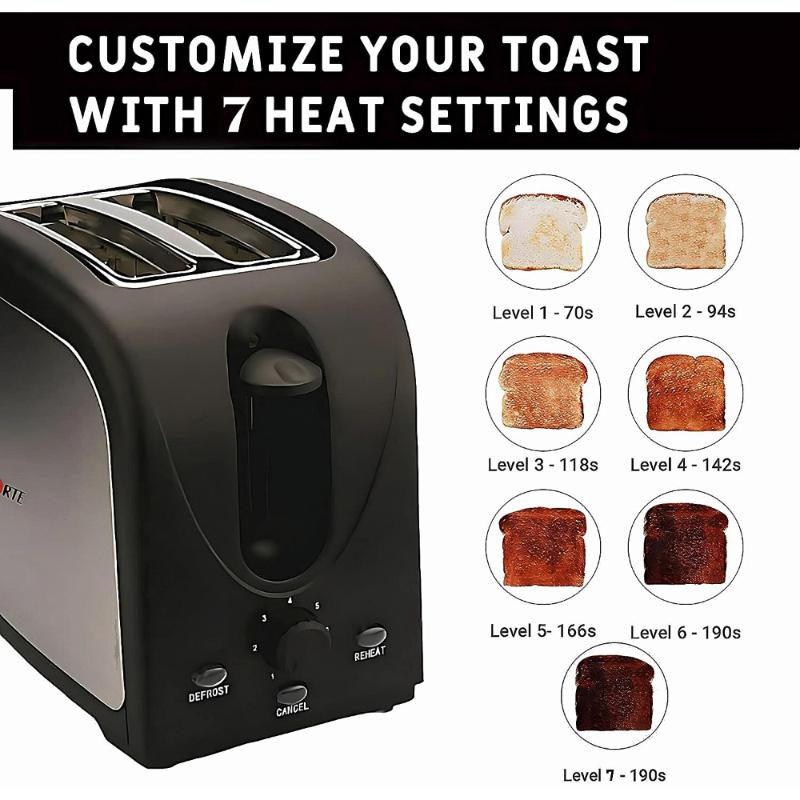 LA'FORTE 2 Slice Premium Stainless Steel Popup Toaster