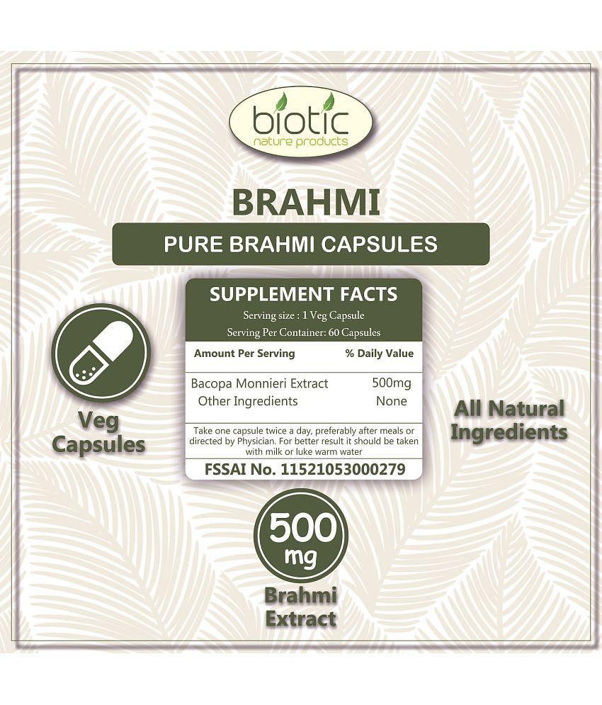 Biotic Brahmi Capsules (Bacopa Monnieri Extract) 500mg Capsule 120 no.s Pack of 2