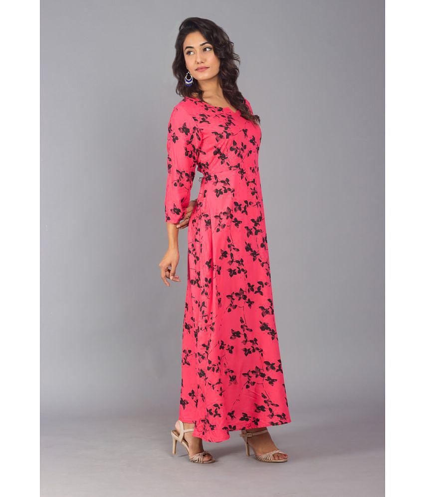 Luxurious Men Frionkandy - Pink Rayon Women's A-line Dress ( Pack of 1 ) - None 2025 at ShopCirc
