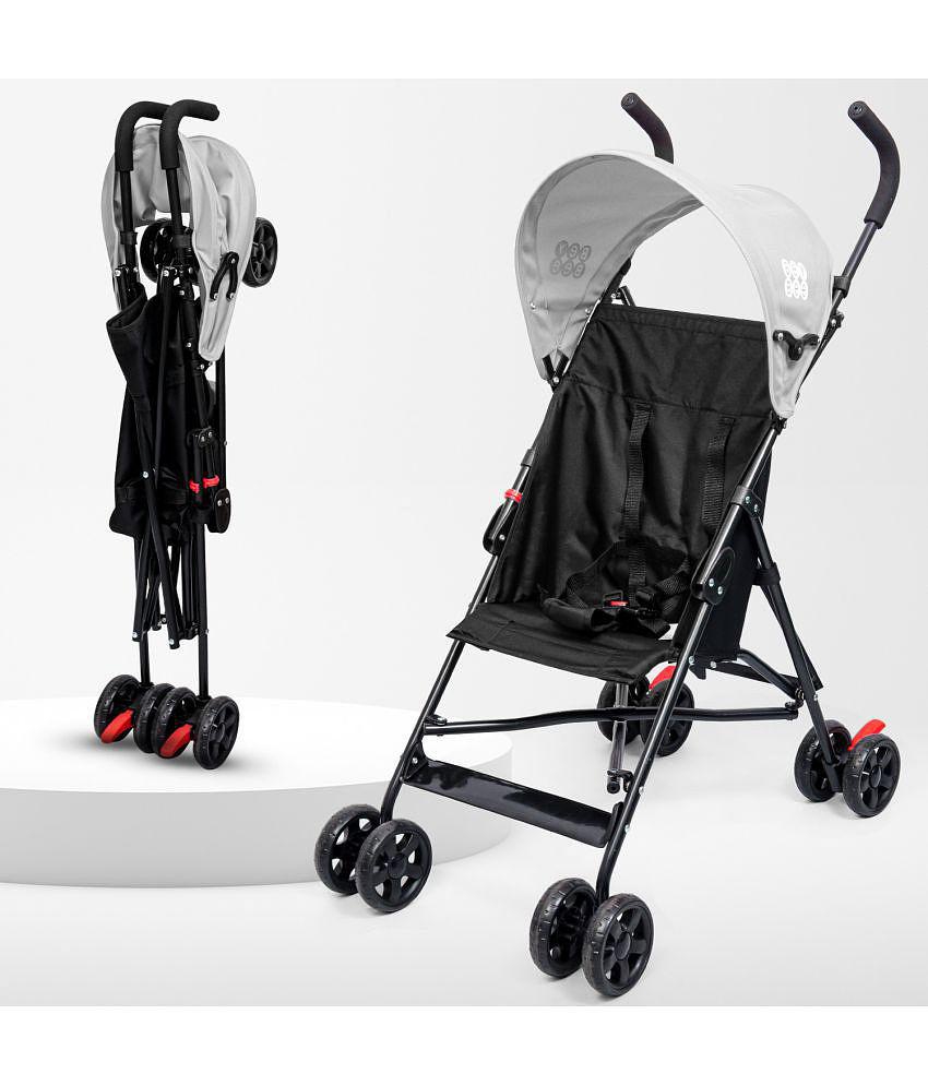 BeyBee Travel-Friendly Compact Baby Stroller Pram for Newborn Baby|with 5 Point Safety Harness, Adjustable seat Recline, with Canopy|Easy Foldable and Carry |Kids Age 0-2 Years, 15Kg Capacit