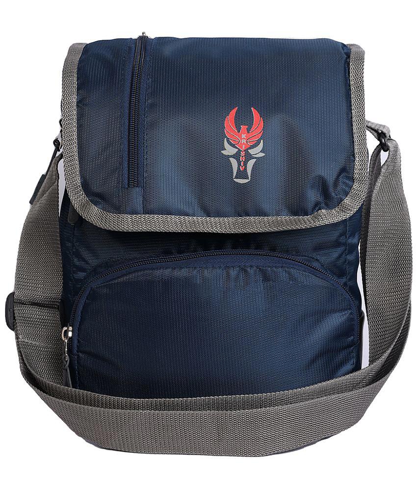 Luxurious Men krishiv Cross Body Sling Bag Polyester Blue Waist Pouch - Blue 2025 at ShopCircuit