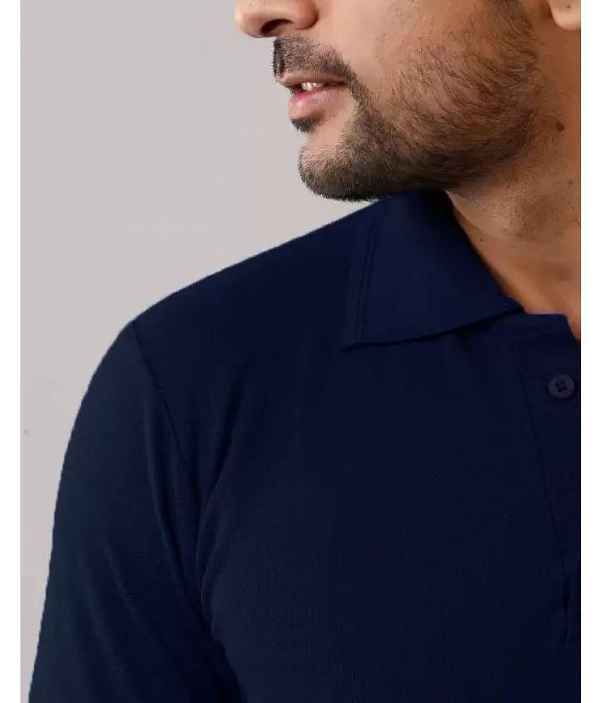 Exclusive Men SKYRISE - Navy Cotton Blend Slim Fit Men's Polo T Shirt ( Pack of 1 ) - None 2025 