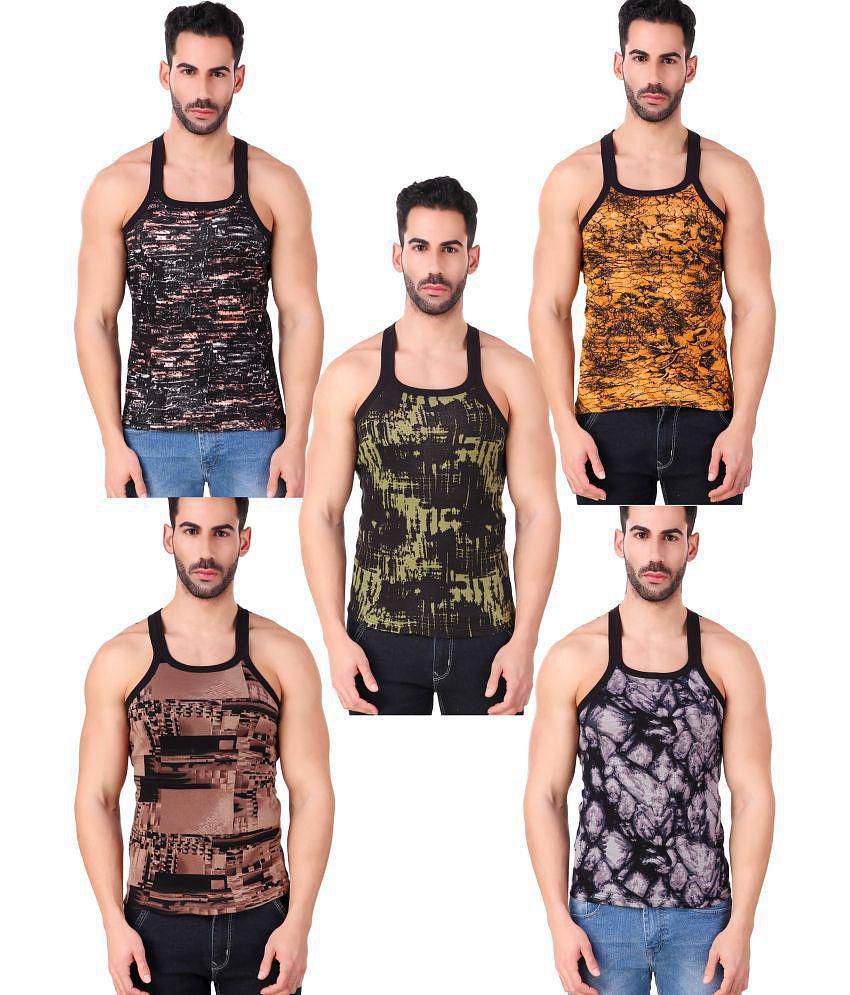 HAP - Multicolor Cotton Men's Vest  ( Pack of 5 ) - None