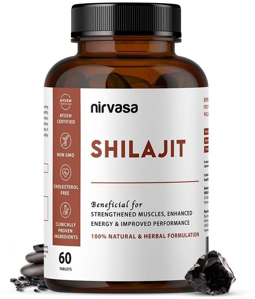 Nirvasa Shilajit Tablet Pure and Natural Shilajit/Shilajeet Resin, Vegeterian Tablet (1 x 60 Tab)