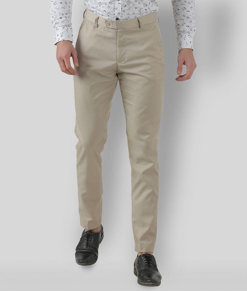 Inspire Clothing Inspiration - Beige Polycotton Slim - Fit Men's Formal Pants ( Pack of 1 ) - None