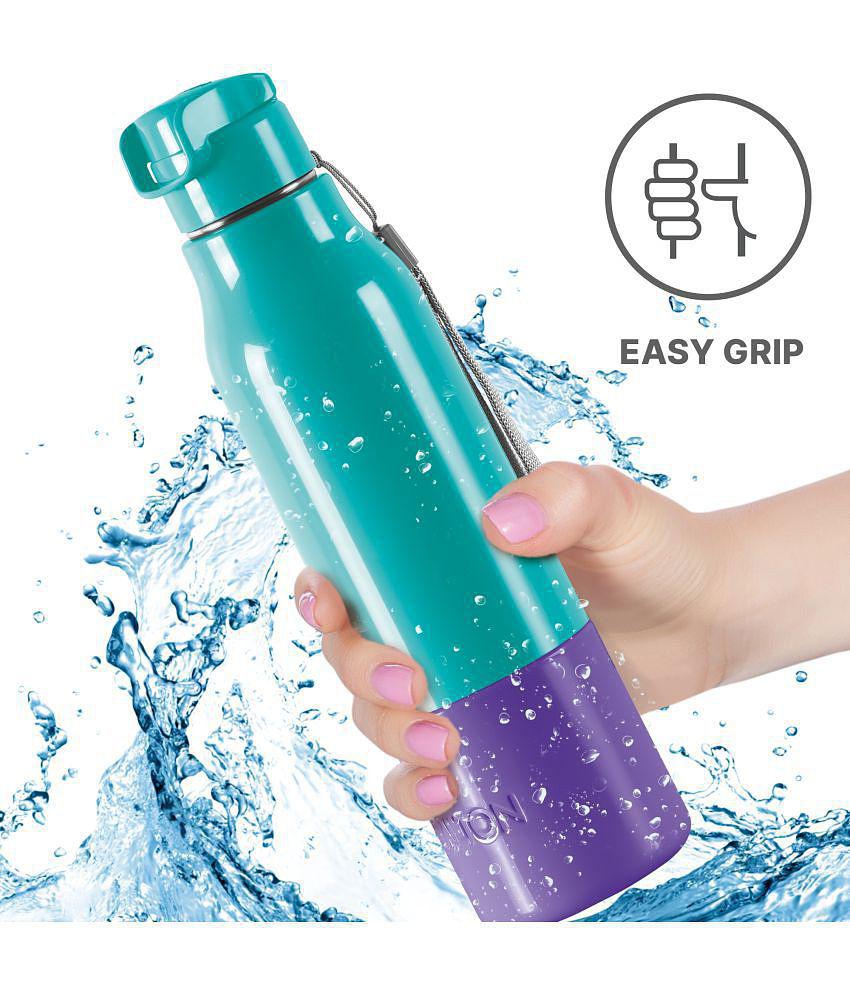 Milton Steel Sprint 900 Insulated Inner Stainless Steel Water Bottle, 630 ml, Aqua Green | Hot or Cold | Easy Grip | Leak Proof |Kids School Bottle | Office | Gym | Hiking | Treking | Travel