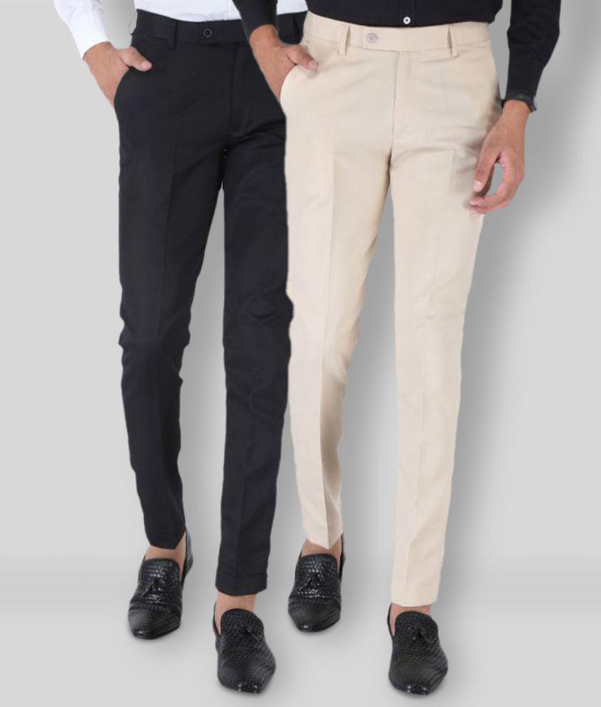 SREY - Black Polycotton Slim - Fit Mens Chinos ( Pack of 2 ) - None