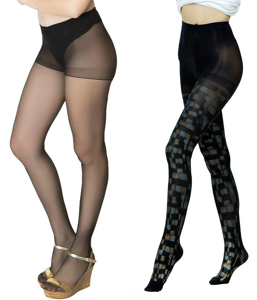 D Naked Black Stockings Pack of 2 - Free Size