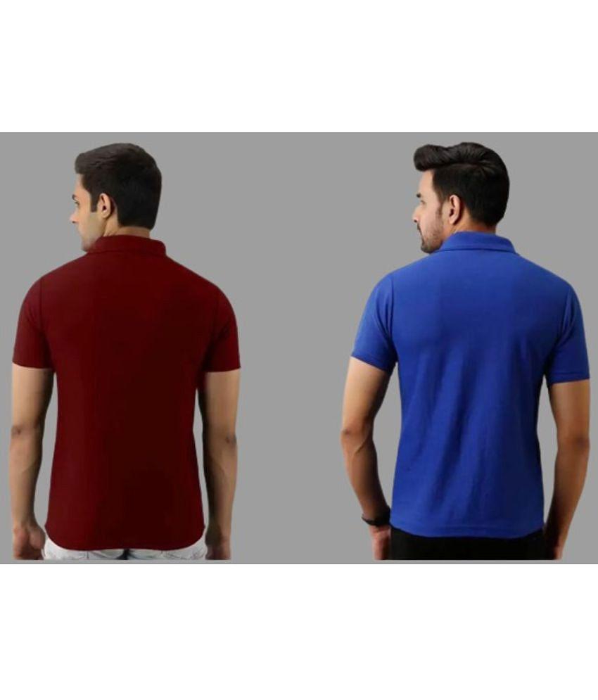 SKYRISE - Multicolor Cotton Blend Slim Fit Men's Polo T Shirt ( Pack of 2 ) - None